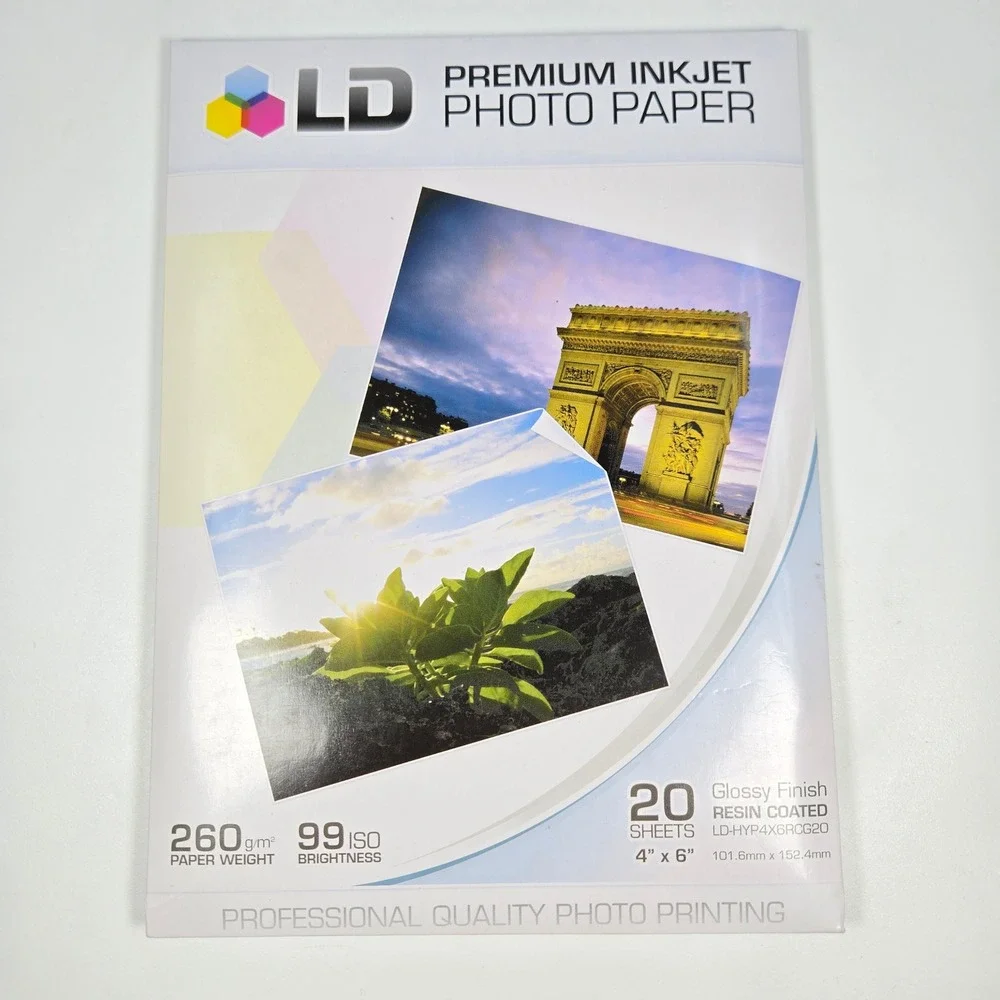 LD Premium Inkjet Photo Paper‎ 4x6 Glossy Resin Coated 20 Sheets LD-HYP4X6RCG20
